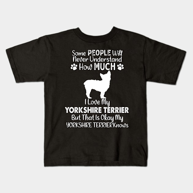 I Love My Yorkshire Terrier Kids T-Shirt by White Martian